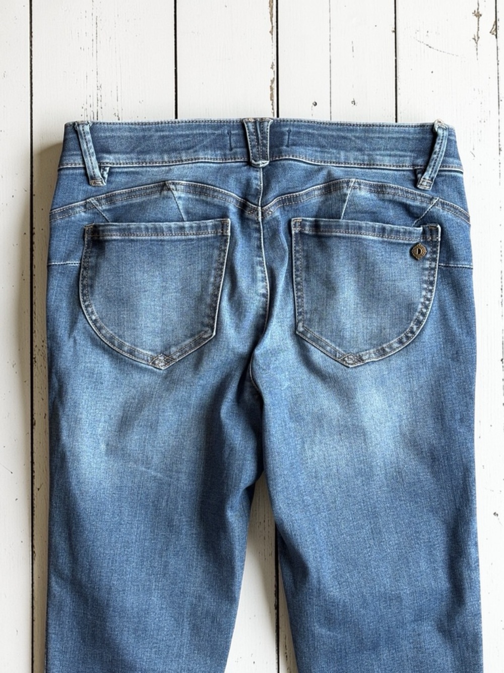 Democracy Ab Solution Jeans Size 6 Blue Distressed Skinny Stretch Mid Rise - Picture 5 of 9